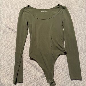 Abercrombie and Fitch Olive Green Long Sleeve Bodysuit